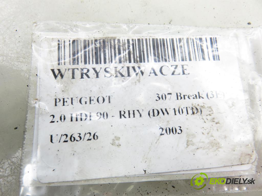 PEUGEOT 307 Break (3E) KOMBI 2003 66,00 2.0 HDI 90 - RHY (DW10TD) 1997,00 vstřikovač 9636819380 ; 5WS40000 (Vstřikovač paliva)