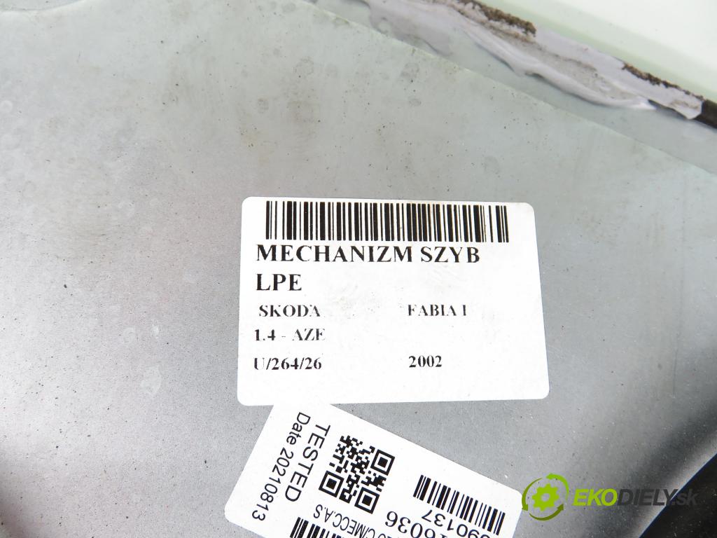 SKODA FABIA I (6Y2) HB 2002 44,00 1.4 MPi 60 - AZE 1397,00 mechanismus oken 6Q1959801 ; 400550F
