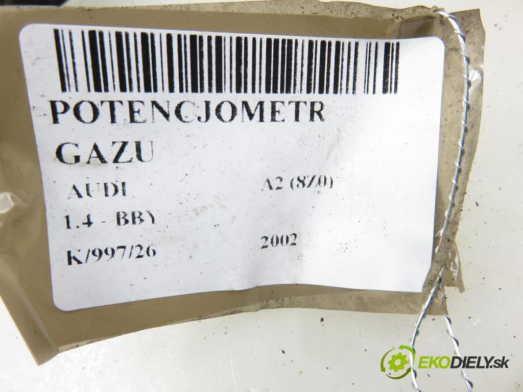 AUDI A2 (8Z0) HB 2002 55,00 1.4 - BBY 1390,00 potenciometr plynového pedálu 8Z1721523E ; 6PV00802615 (Potenciometr plynového pedálu)