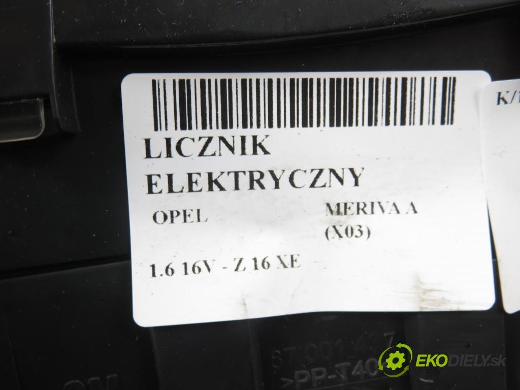 OPEL MERIVA A nadwozie wielkoprzestrzenne (MPV) (X03) HB 2004 74,00 1.6 16V - Z 16 XE 1598,00 Prístrojovka elektrický 13173382XU ; 110080162027