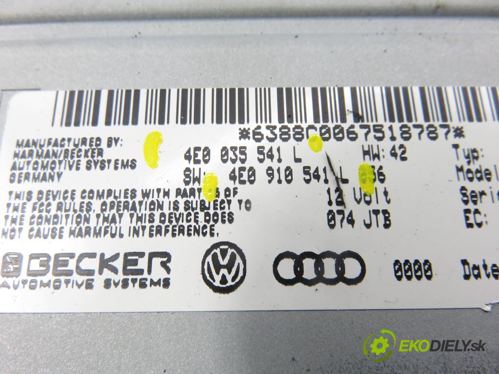AUDI Q7 (4L) SUV 2008 257,00 4.2 FSI quattro - BAR 4163,00 TUNER RÁDIO: 4E0035541L ; 4E0910541L