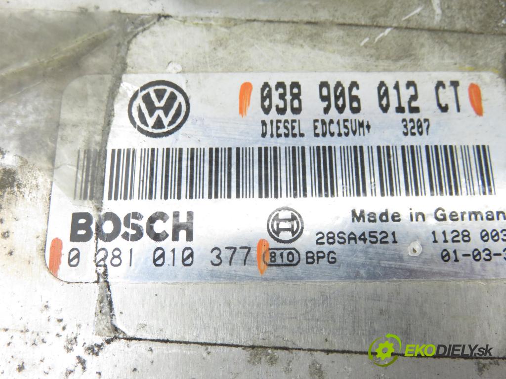 VW POLO (6N2) HB 1999 47,00 1.9 SDI - ASX 1896,00 řídící jednotka motora 0281010377 ; 038906012CT