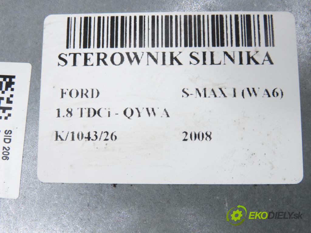 FORD S-MAX (WA6) MINIVAN 2008 92,00 1.8 TDCi - QYWA 1753,00 Riadiaca jednotka Motor 5WS40589GT ; 7G9112A650TF