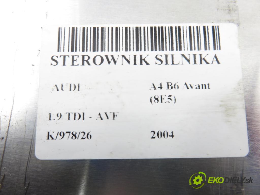 AUDI A4 Avant (8E5, B6) KOMBI 2004 96,00 1.9 TDI PD 130 - AVF 1896,00 Riadiaca jednotka Motor 038906019LJ ; 0281011222