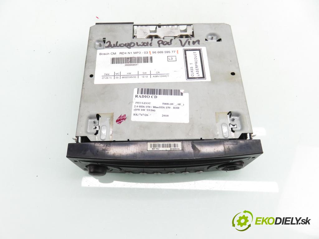 PEUGEOT 5008 (0U_, 0E_) MINIVAN 2010 110,00 2.0 HDi 150 / BlueHDi 150 - RHE (DW10CTED4) 1997,00 RADIO CD 7649145392 ; 9666959577