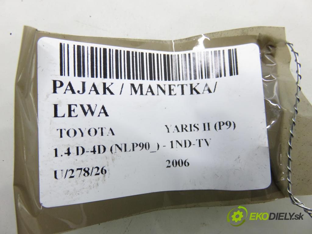 TOYOTA YARIS (_P9_) HB 2006 66,00 1.4 D-4D (NLP90_) - 1ND-TV 1364,00 páčka/prepínač 0D09017F143