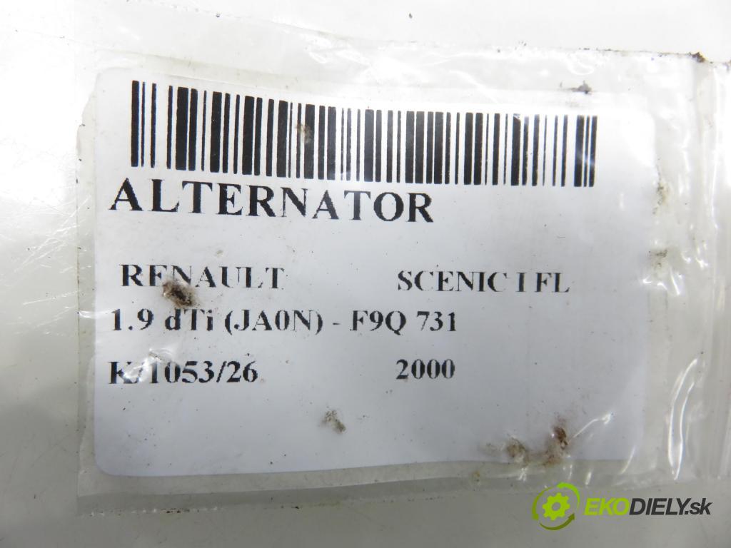 RENAULT SCENIC I (JA0/1_) MINIVAN 2000 72,00 1.9 dTi (JA0N) - F9Q 731 1870,00 Alternátor 8200054588 (Alternátor)