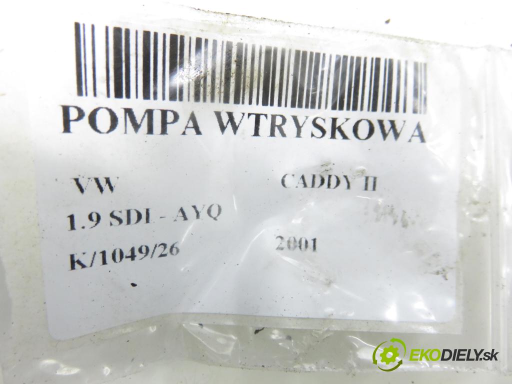 VW CADDY II Furgon (9K9A) FURGON 2001 47,00 1.9 SDI - AYQ 1896,00 Pumpa vstrekovacia 038130107B ; 0460404972 (Vstrekovacie čerpadlo)
