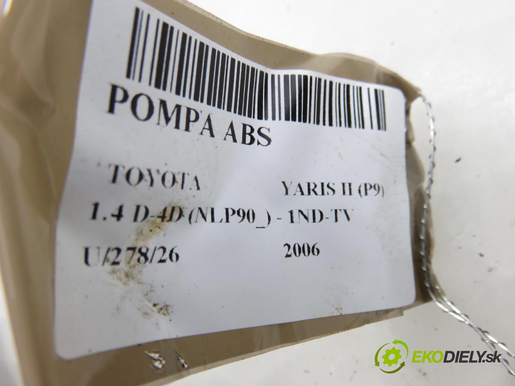 TOYOTA YARIS (_P9_) HB 2006 66,00 1.4 D-4D (NLP90_) - 1ND-TV 1364,00 pumpa ABS 895410D040 ; 06210907463 ; 06210207464 (Pumpa ABS)