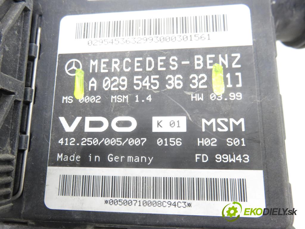 MERCEDES-BENZ KLASA A (W168) HB 2000 60,00 1.4 A 140 82 - M 166.940 1397,00 řídící jednotka motora A0295453632