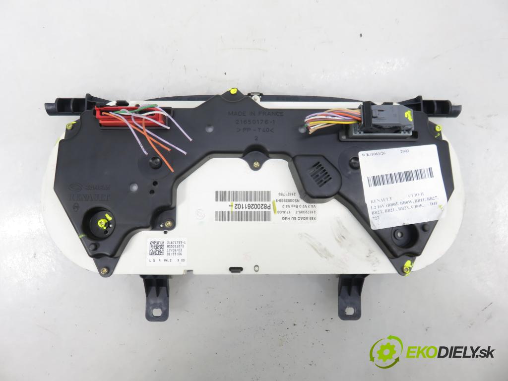 RENAULT CLIO II (BB_, CB_) HB 2003 55,00 1.2 16V (BB05, BB0W, BB11, BB27, BB2T, BB2U, BB2V, 1149,00 Prístrojovka elektrický P8200261102