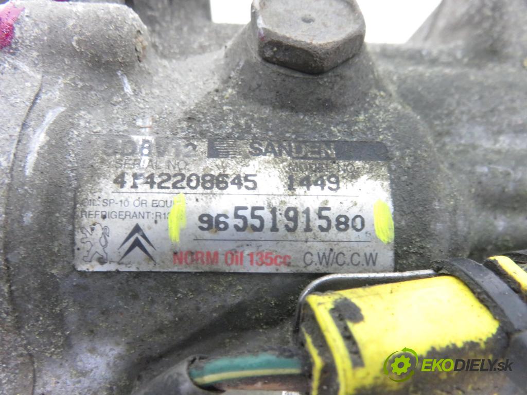PEUGEOT 206 liftback (2A/C) HB 2006 80,00 1.6 16V - NFU (TU5JP4) 1587,00 KOMPRESOR: klimatizácie 9655191580 (Kompresor klimatizácie)