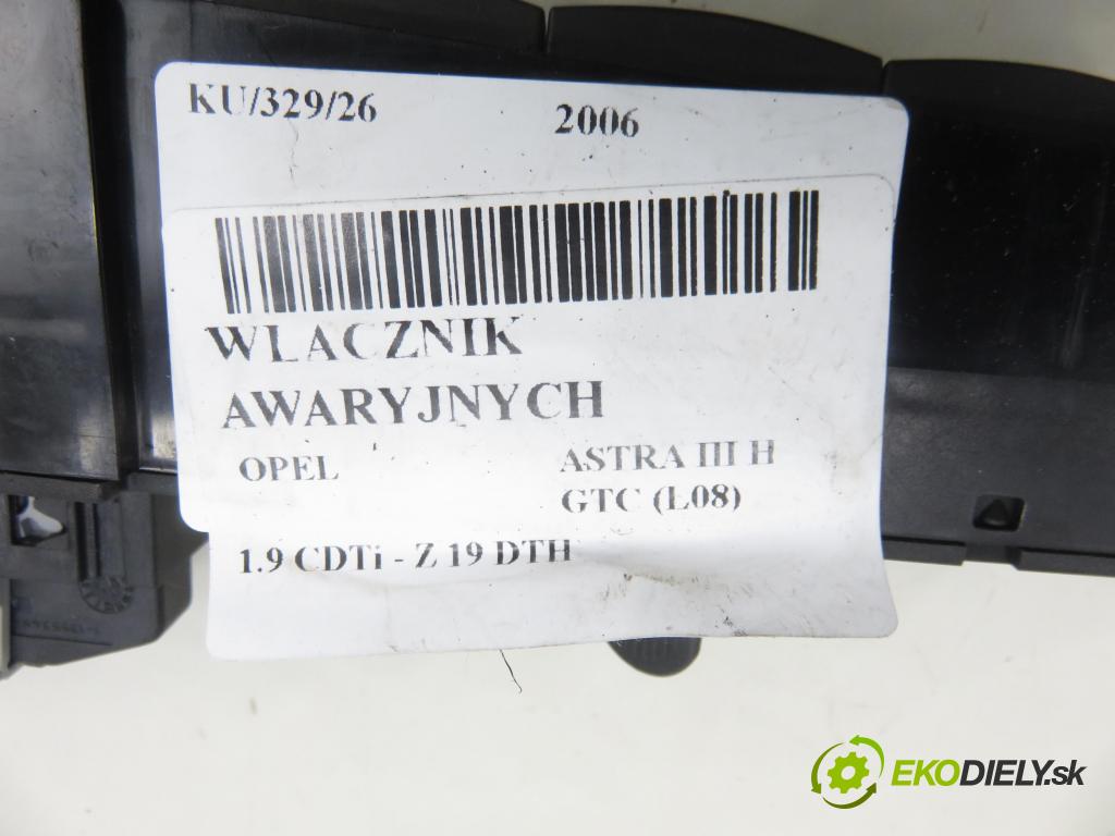 OPEL ASTRA H GTC (L08) HB 2006 110,00 1.9 CDTi - Z 19 DTH 1910,00 prepínač výstražných (núdzových) 13100119