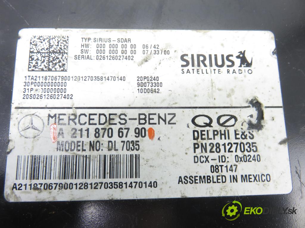 MERCEDES-BENZ KLASA GL (X164) SUV 2008 165,00 GL 320 CDI 4-matic (164.822) - OM 642.940 2987,00 řídící jednotka / MODUL INNE A2118706790
