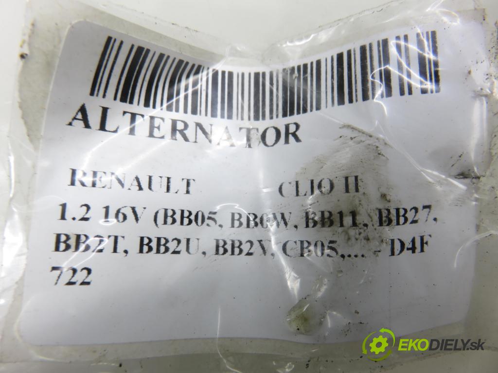 RENAULT CLIO II (BB_, CB_) HB 2003 55,00 1.2 16V (BB05, BB0W, BB11, BB27, BB2T, BB2U, BB2V, 1149,00 Alternátor 7700437090 (Alternátor)