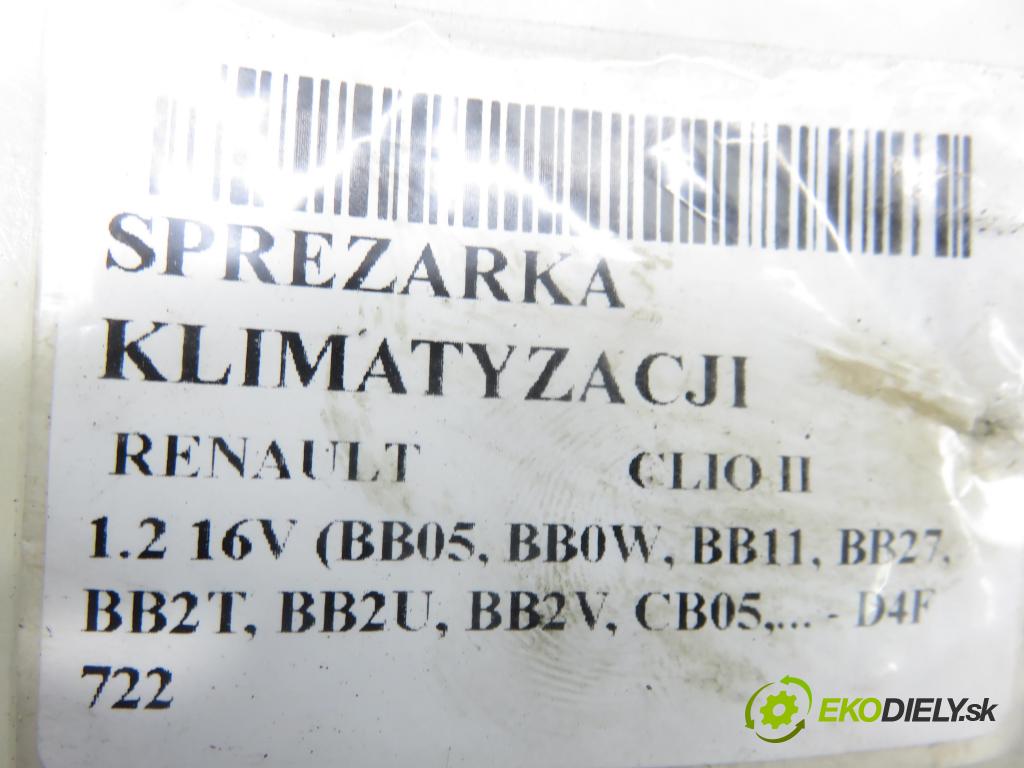RENAULT CLIO II (BB_, CB_) HB 2003 55,00 1.2 16V (BB05, BB0W, BB11, BB27, BB2T, BB2U, BB2V, 1149,00 KOMPRESOR: klimatizácie 8200037058 (Kompresor klimatizácie)