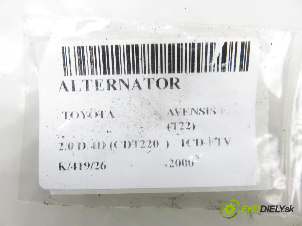 TOYOTA AVENSIS (_T22_) SEDAN 2000 81,00 2.0 D-4D (CDT220_) - 1CD-FTV 1995,00 Alternátor  (Alternátor)