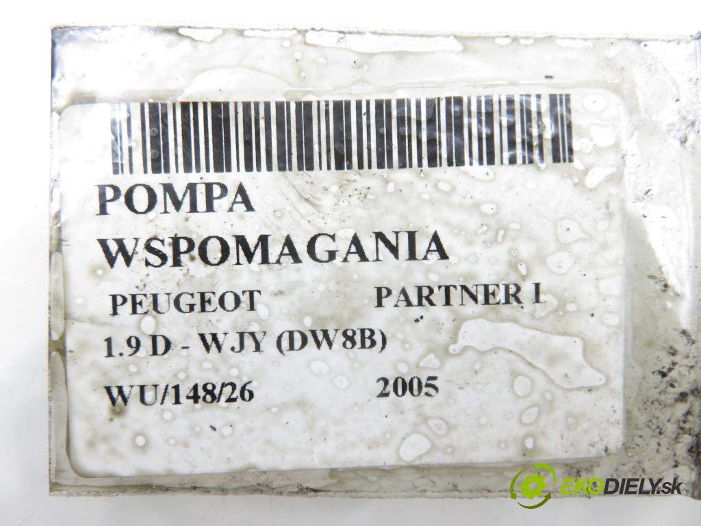 PEUGEOT PARTNER Combispace (5F) KOMBIVAN 2005 51,00 1.9 D - WJY (DW8B) 1868,00 Pumpa servočerpadlo 9644878380 ; 26096973QX (Servočerpadlo)