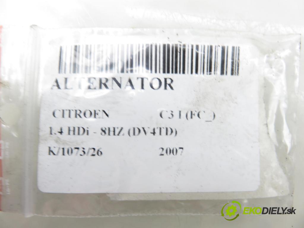 CITROEN C3 I (FC_) HB 2007 50,00 1.4 HDi - 8HZ (DV4TD) 1398,00 Alternátor 9646476280 ; 2542925A ; TG15C054 (Alternátor)