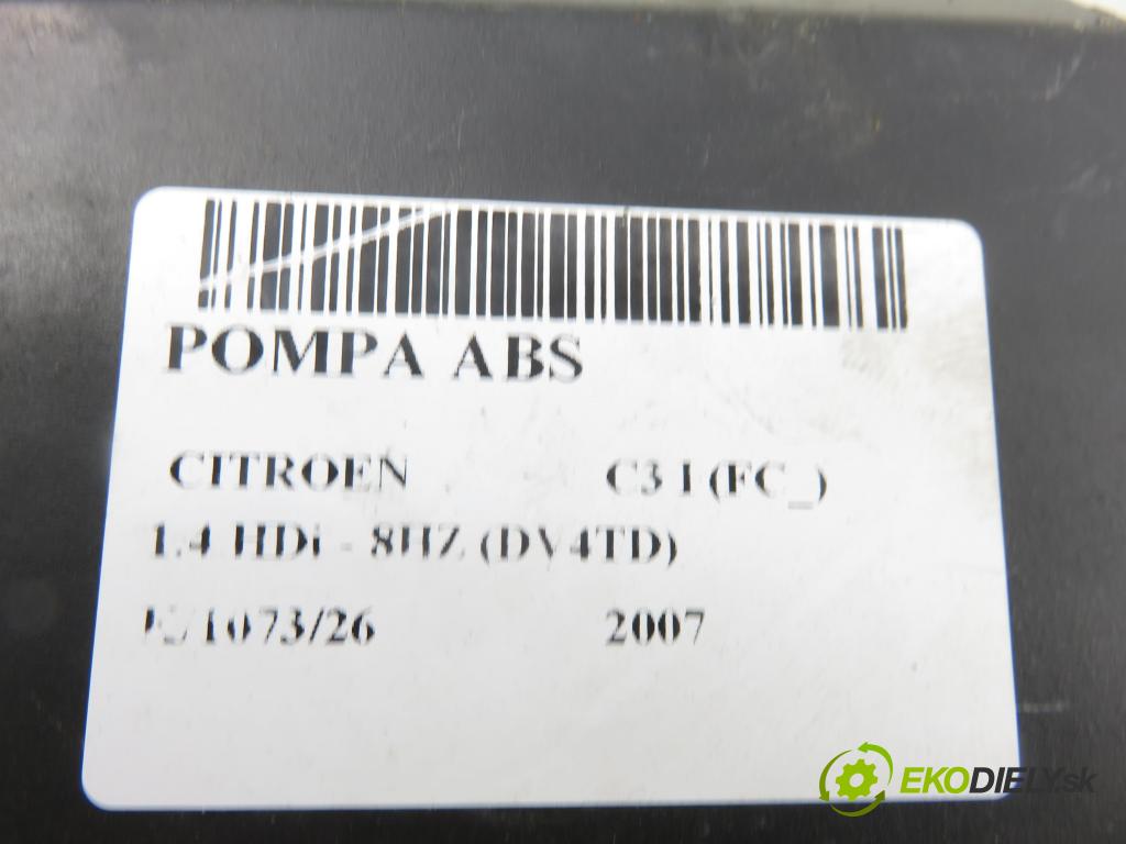 CITROEN C3 I (FC_) HB 2007 50,00 1.4 HDi - 8HZ (DV4TD) 1398,00 pumpa ABS 10097011343 ; 9662150380 ; 10020700744 (Pumpa ABS)