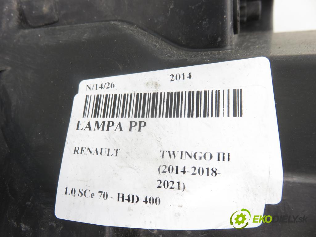 RENAULT TWINGO III (BCM_) HB 2014 52,00 1.0 SCe 70 - H4D 400 999,00 Svetlo PP 260105419R