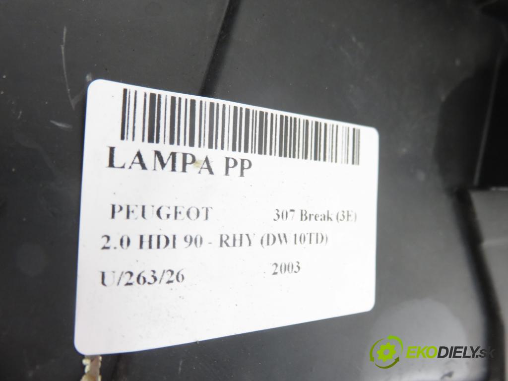 PEUGEOT 307 Break (3E) KOMBI 2003 66,00 2.0 HDI 90 - RHY (DW10TD) 1997,00 Svetlo PP 9634369480