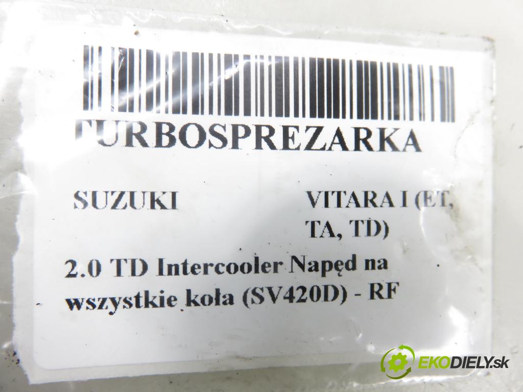 SUZUKI VITARA (ET, TA, TD) TERENOWY 1996 64,00 2.0 TD Intercooler Napęd na wszystkie koła (SV420D 1998,00 RYCHLONABÍJEČKA: HT10X147 (Kompletní turbodmychadlo)
