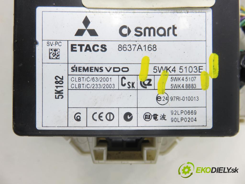MITSUBISHI COLT VI (Z3_A, Z2_A) HB 2006 55,00 1.1 - 3A91 1124,00 MODUL BSI 5WK45103E ; 5WK45107 ; MN108319