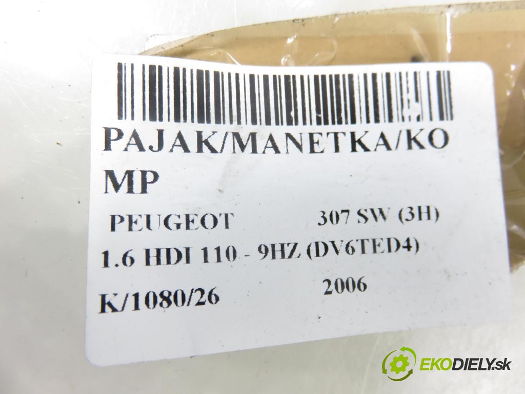 PEUGEOT 307 SW (3H) KOMBI 2006 80,00 1.6 HDI 110 - 9HZ (DV6TED4) 1560,00 páčka/prepínač 96605601XT