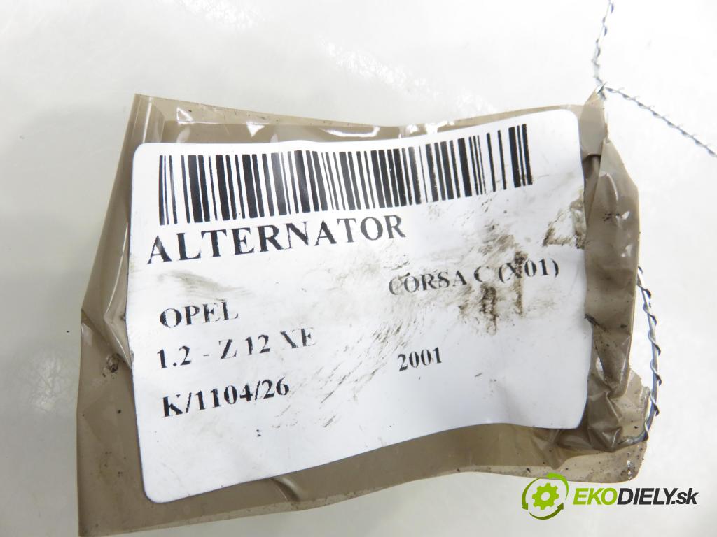 OPEL CORSA C (X01) HB 2001 55,00 1.2 16V 75 - Z 12 XE 1199,00 Alternátor 24437120 ; 24437120XL ; 0124415023 (Alternátor)