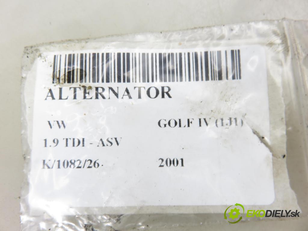 VW GOLF IV (1J1) HB 2001 81,00 1.9 TDI 110 - ASV 1896,00 Alternátor 038903023L ; 0124325001 (Alternátor)