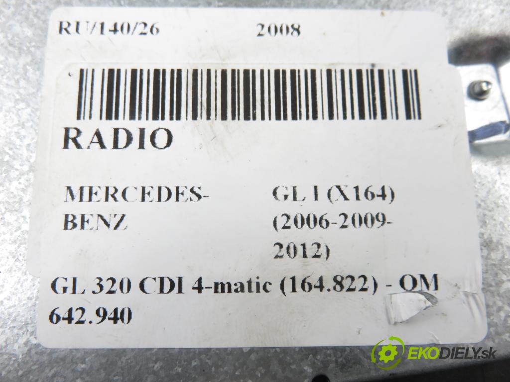 MERCEDES-BENZ KLASA GL (X164) SUV 2008 165,00 GL 320 CDI 4-matic (164.822) - OM 642.940 2987,00 RADIO CD A1648201779