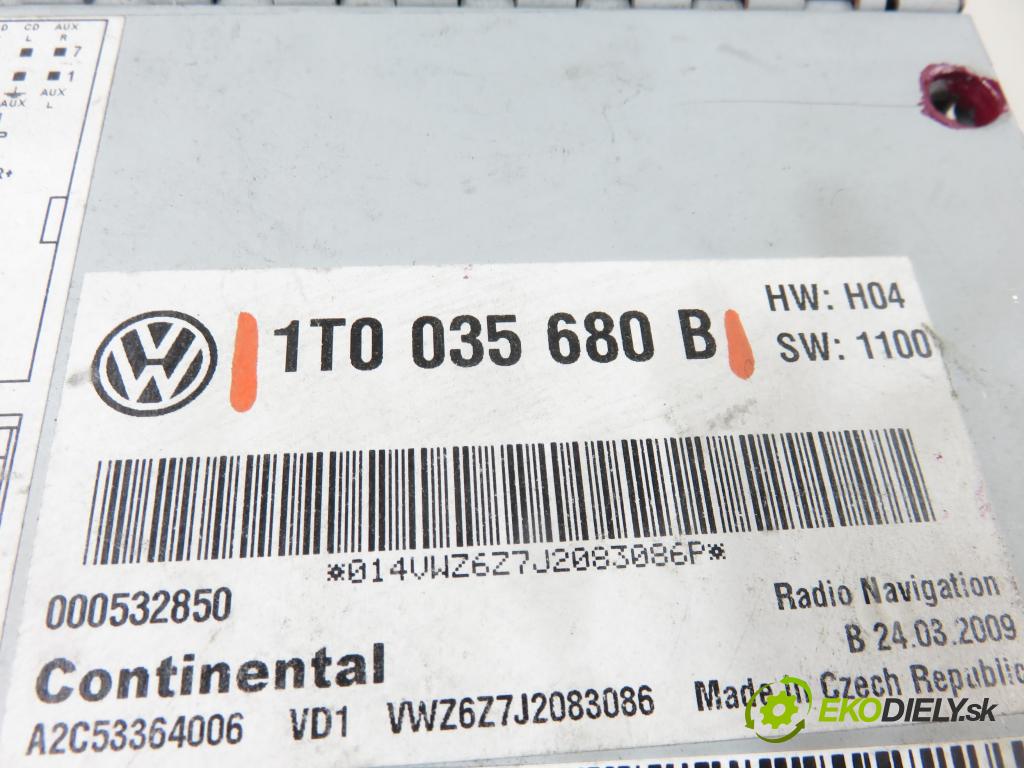 VW TIGUAN (5N_) SUV 2008 103,00 2.0 TDI 4motion - CBAB 1968,00 RADIO CD 1T0035680B