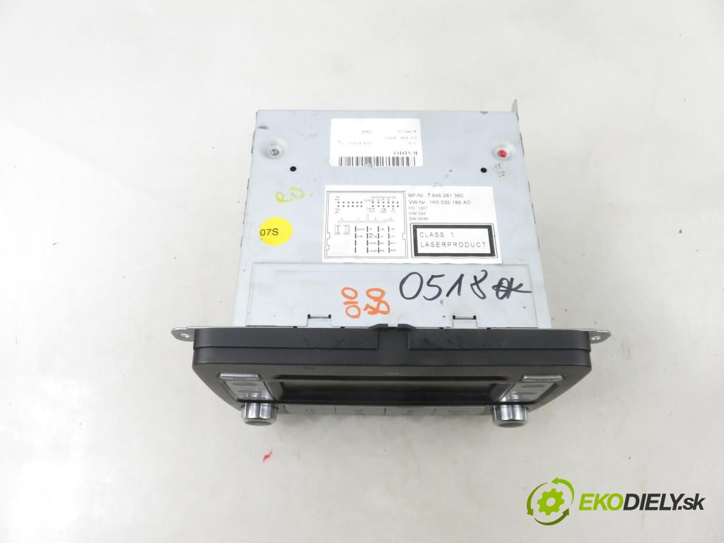 VW TOURAN (1T1, 1T2) MINIVAN 2008 125,00 2.0 TDI - BMN 1968,00 RADIO CD 1K0035186AD