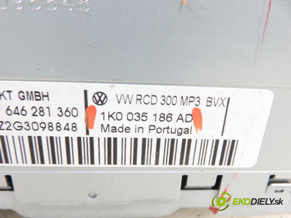 VW TOURAN (1T1, 1T2) MINIVAN 2008 125,00 2.0 TDI - BMN 1968,00 RADIO CD 1K0035186AD