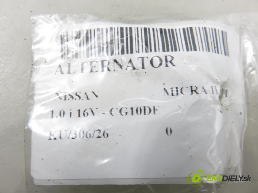 NISSAN MICRA II (K11) HB 2000 40,00 1.0 i 16V - CG10DE 998,00 Alternátor 231005F600 ; 0123110007 (Alternátor)
