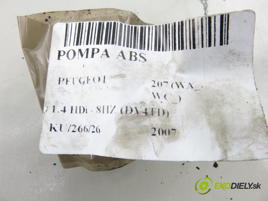 PEUGEOT 207 (WA_, WC_) HB 2007 50,00 1.4 HDi - 8HZ (DV4TD) 1398,00 Pumpa ABS 9662298480 ; 10020700924 ; 10097011443 (Pumpa ABS)