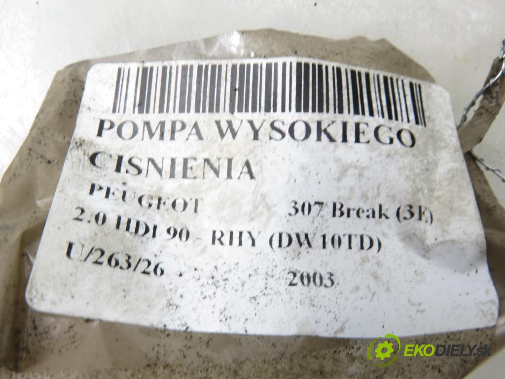PEUGEOT 307 Break (3E) KOMBI 2003 66,00 2.0 HDI 90 - RHY (DW10TD) 1997,00 Pumpa vysokého tlaku A2C20000502 ; 5WS40018 ; 9636818480