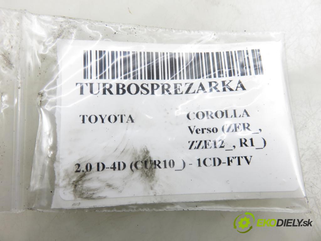 TOYOTA COROLLA Verso (ZER_, ZZE12_, R1_) MINIVAN 2005 85,00 2.0 D-4D (CUR10_) - 1CD-FTV 1995,00 RYCHLONABÍJEČKA: 1720106010 (Kompletní turbodmychadlo)