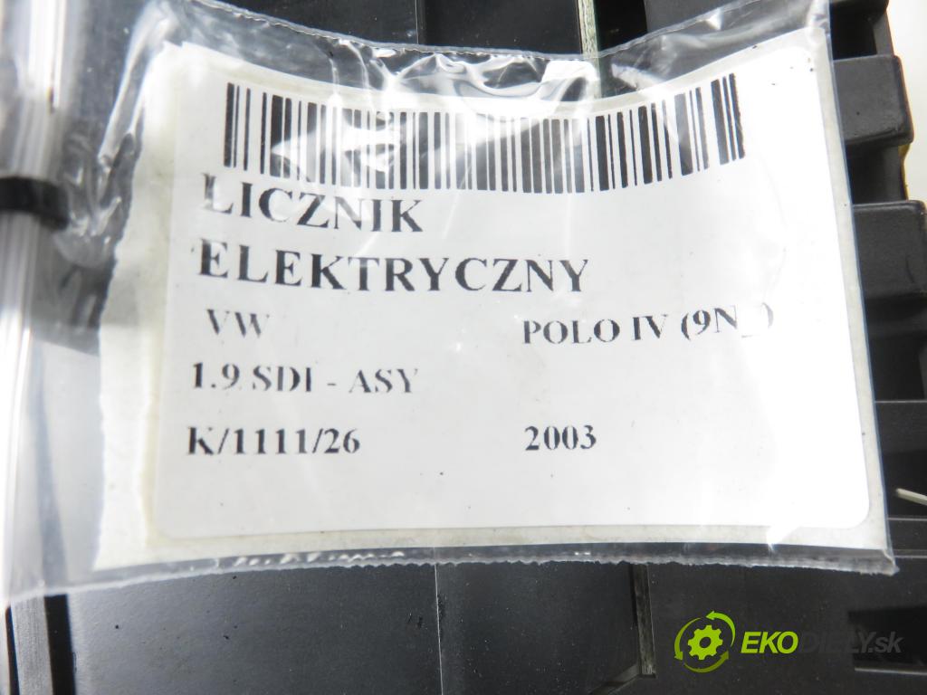 VW POLO (9N_) HB 2003 47,00 1.9 SDI - ASY 1896,00 prístrojovka elektrický 6Q0920800E ; 110080124006