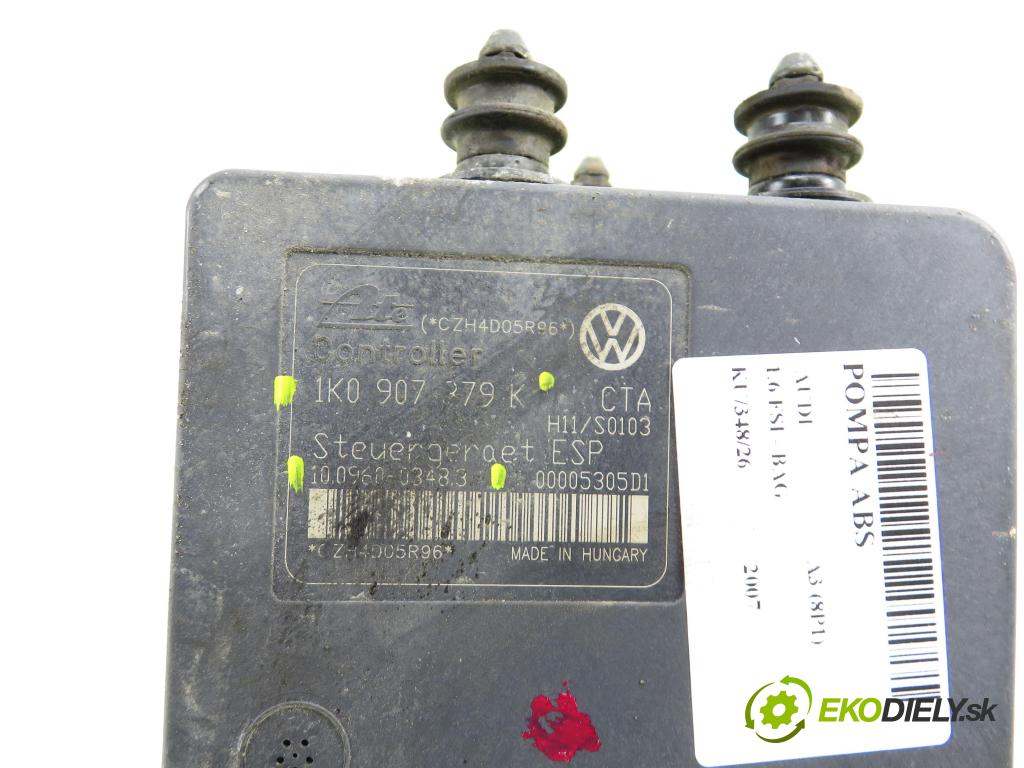 AUDI A3 (8P1) HB 2007 85,00 1.6 FSI - BAG 1598,00 pumpa ABS 1K0907379K ; 10096003483 ; 1K0614517H (Pumpa ABS)