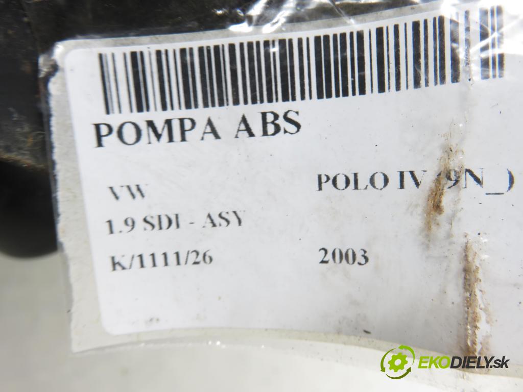 VW POLO (9N_) HB 2003 47,00 1.9 SDI - ASY 1896,00 pumpa ABS 6Q0614117H ; 10020600714 ; 6Q0907379L (Pumpa ABS)