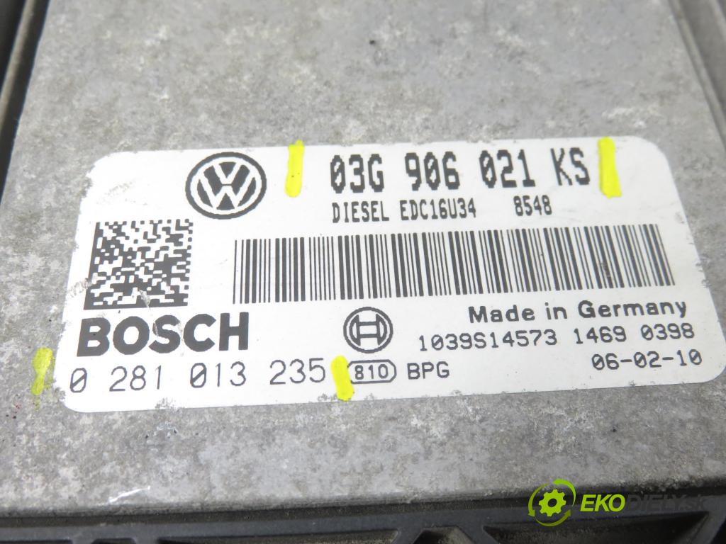 VW GOLF PLUS (5M1, 521) MINIVAN 2006 103,00 2.0 TDI 16V - BKD 1968,00 řídící jednotka motora 03G906021KS ; 0281013235