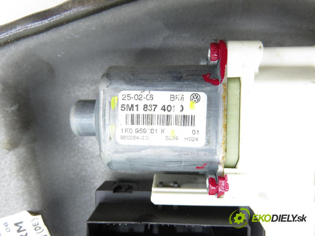 VW GOLF PLUS (5M1, 521) MINIVAN 2006 103,00 2.0 TDI 16V - BKD 1968,00 Mechanizmus okien 5M1827401D ; 1K0959793G ; 5M0837461