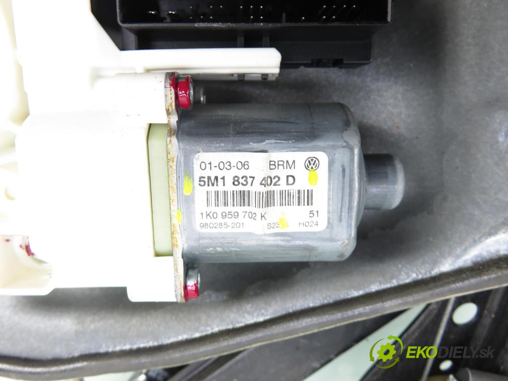 VW GOLF PLUS (5M1, 521) MINIVAN 2006 103,00 2.0 TDI 16V - BKD 1968,00 mechanismus oken PPE 1K0959792G ; 5M1837402D ; 1K0959702K