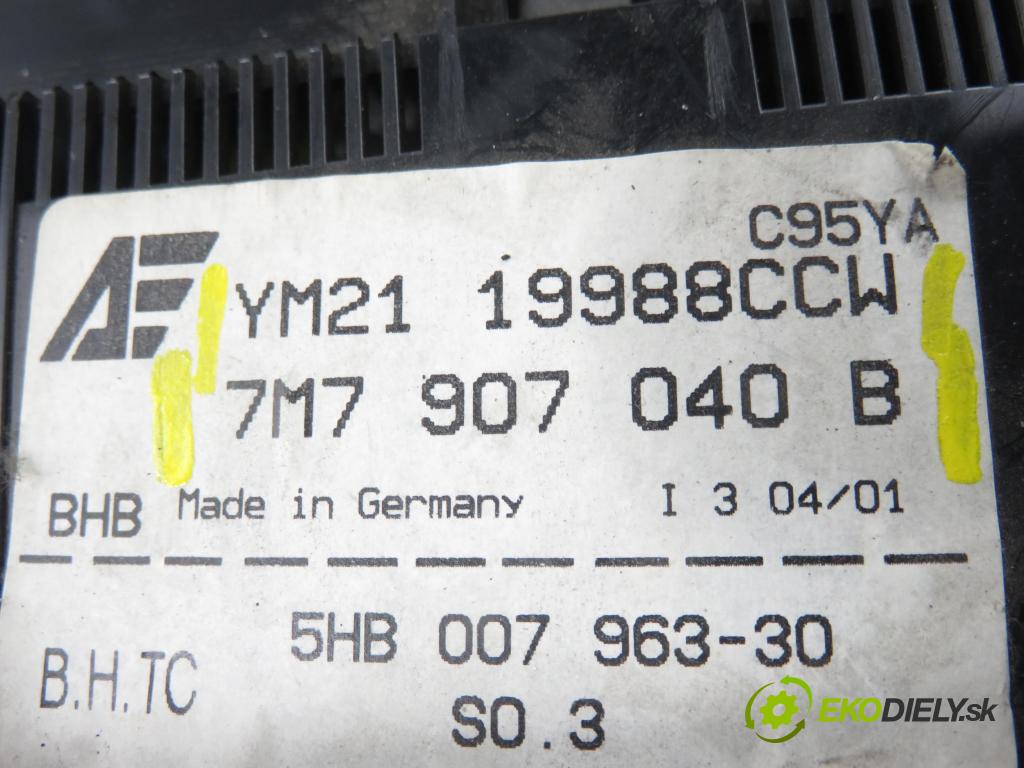SEAT ALHAMBRA (7V8, 7V9) MINIVAN 2001 85,00 1.9 TDI - AUY 1896,00 Panel kúrenia KLIMATRONIK 7M7907040B ; YM2119988CCW