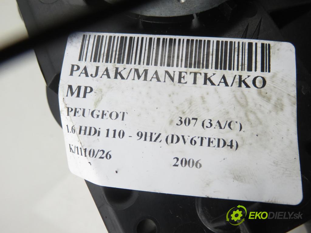 PEUGEOT 307 (3A/C) HB 2007 80,00 1.6 HDi 110 - 9HZ (DV6TED4) 1560,00 páčka/prepínač 96628731XT