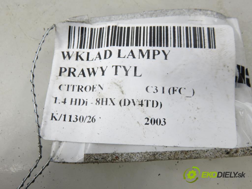 CITROEN C3 I (FC_) HB 2003 50,00 1.4 HDi - 8HX (DV4TD) 1398,00 PŘÍSPĚVEK svetla pravý ZADNÍ: