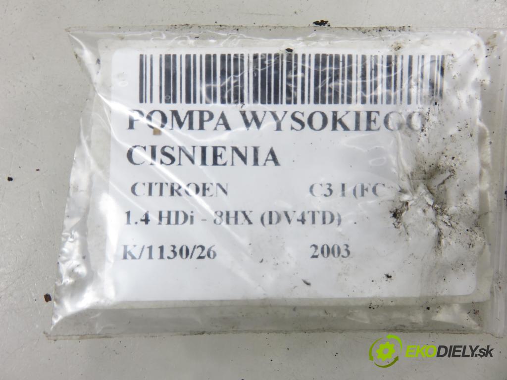 CITROEN C3 I (FC_) HB 2003 50,00 1.4 HDi - 8HX (DV4TD) 1398,00 Pumpa vysokého tlaku FTP619810 ; 5WS40008 ; 9641852080
