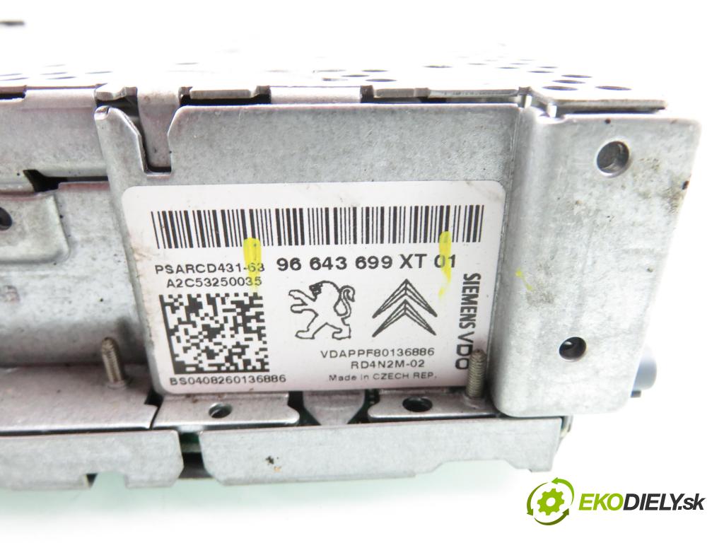 PEUGEOT 207 SW (WK_) KOMBI 2008 70,00 1.4 16V - 8FS (EP3) 1397,00 RADIO CD 96643699XT